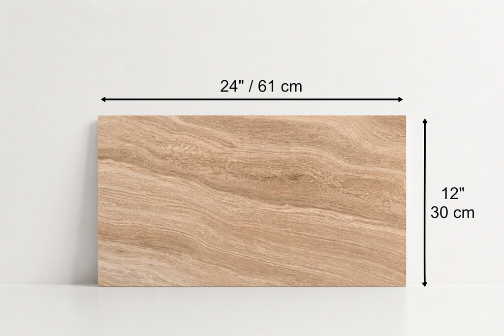 TILE SERPENTINE HONED TRAVERTINE 12" x 24" x 3/4 CROSS CUT