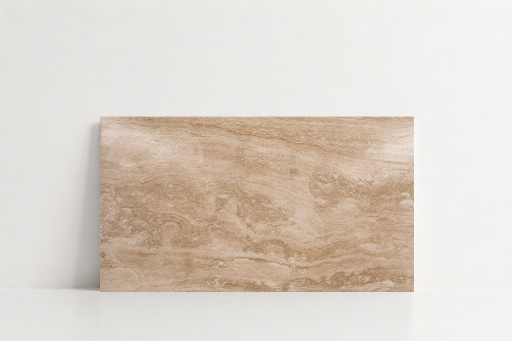 TILE SERPENTINE POLISHED TRAVERTINE 12" x 24" x 3/4 CROSS CUT