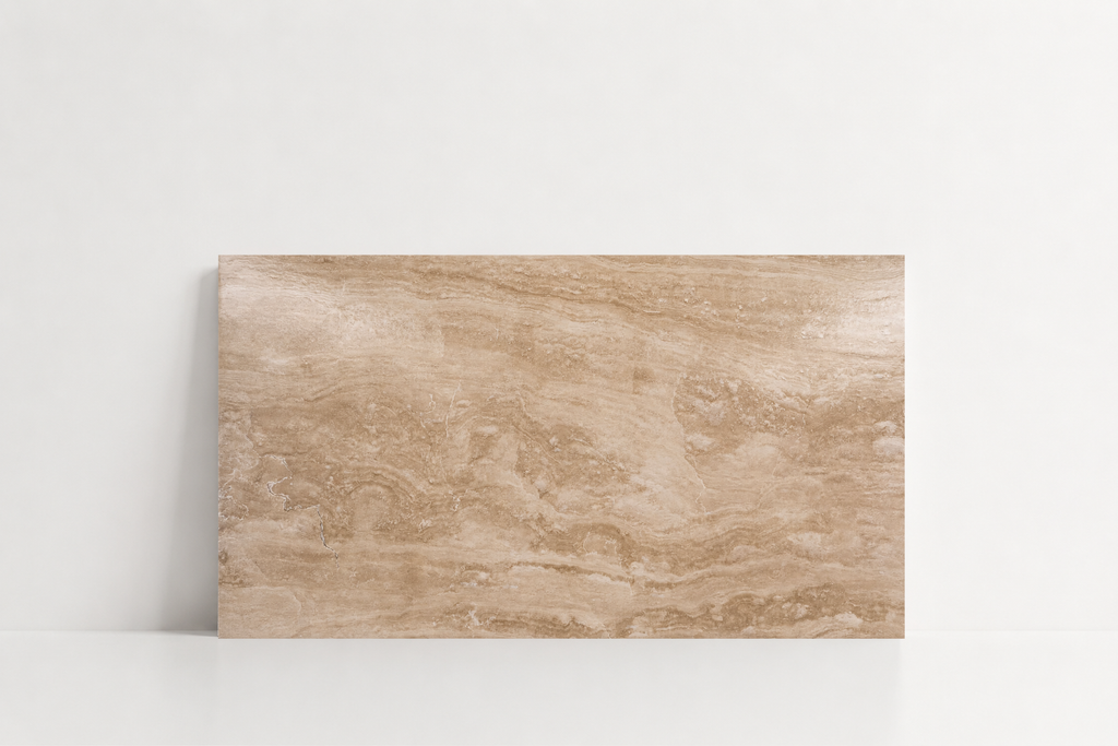 TILE SERPENTINE POLISHED TRAVERTINE 12" x 24" x 3/4 CROSS CUT