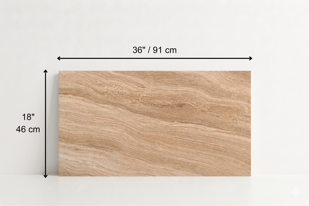 TILE SERPENTINE HONED TRAVERTINE 18" X 36" X 3/4" CROSS CUT