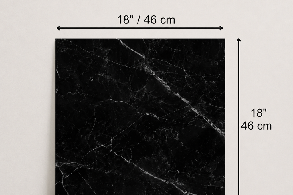 TILE BLACK POLISHED MARBLE 18" x 18" x 3/4" VEIN CUT