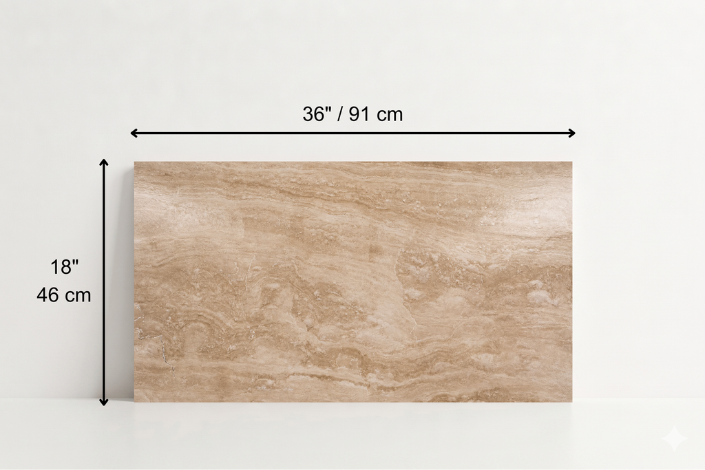 TILE SERPENTINE POLISHED TRAVERTINE 18" X 36" X 3/4" CROSS CUT
