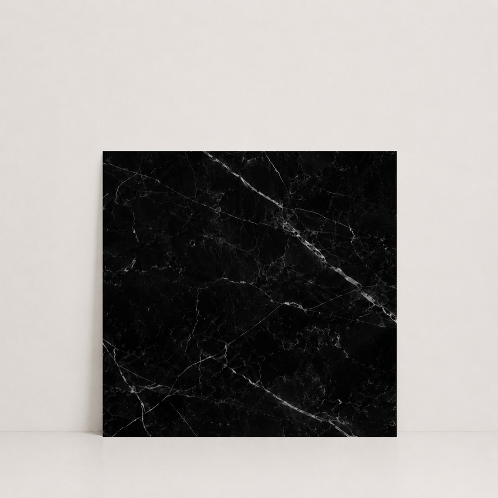 TILE BLACK POLISHED MARBLE 18" x 18" x 3/4" VEIN CUT