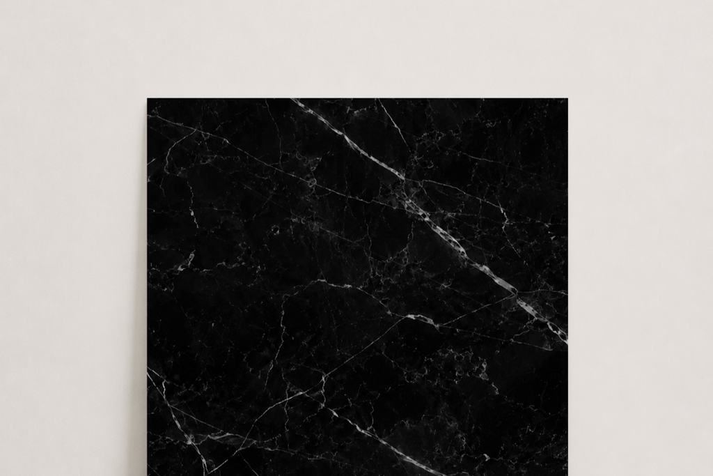 TILE BLACK POLISHED MARBLE 18" x 18" x 3/4" VEIN CUT