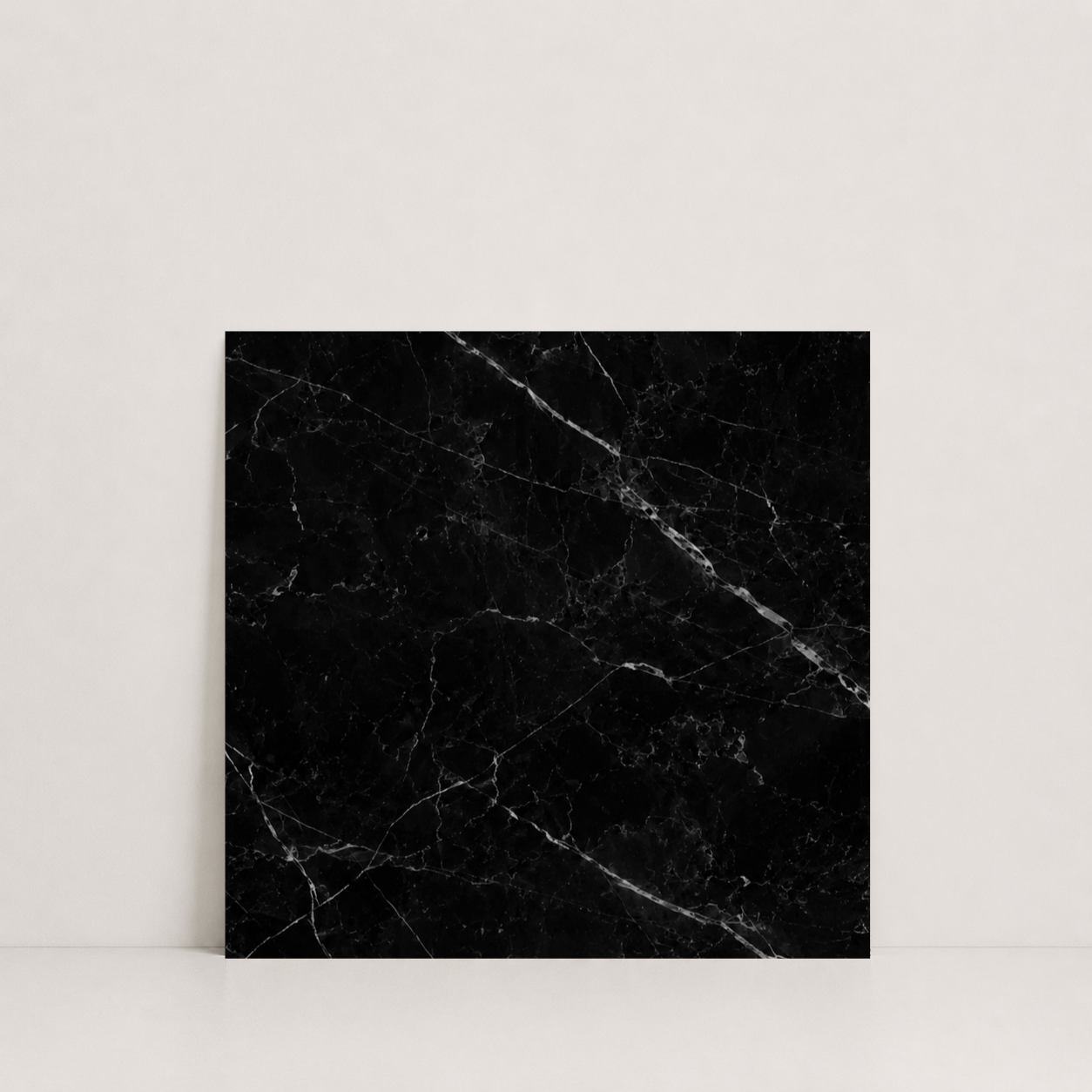TILE BLACK POLISHED MARBLE 18" x 18" x 3/4" VEIN CUT