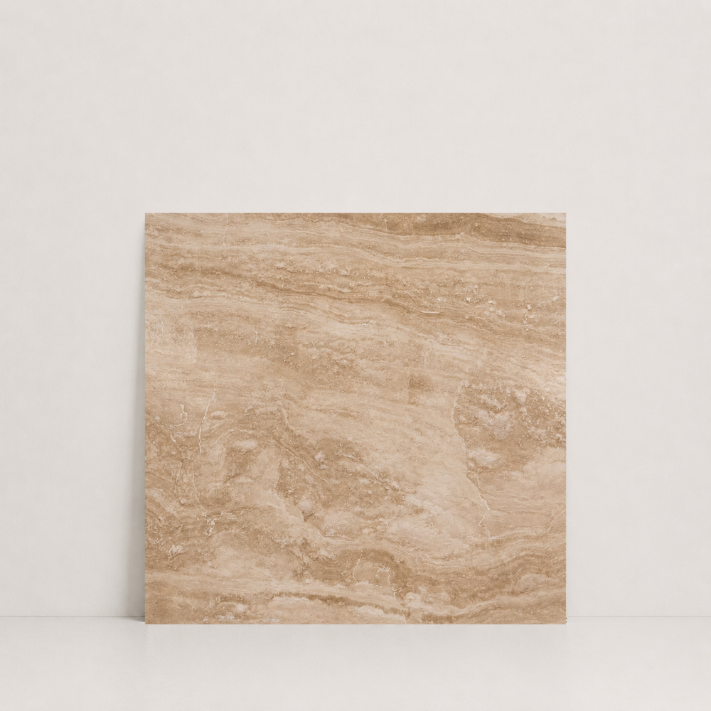 TILE SERPENTINE POLISHED TRAVERTINE 18" x 18" x 3/4 CROSS CUT