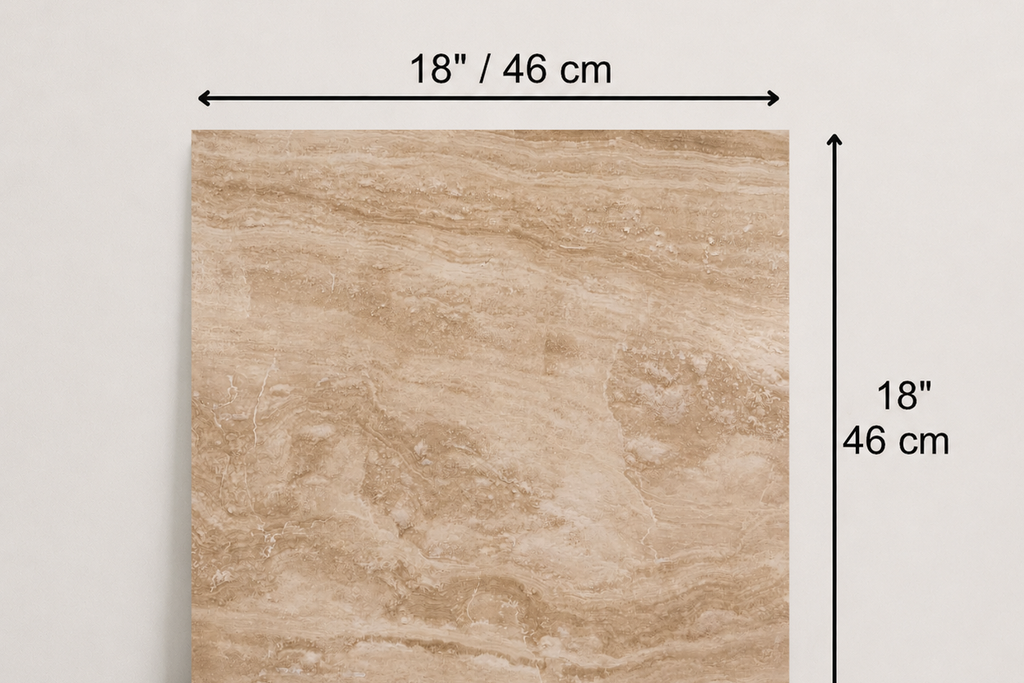 TILE SERPENTINE POLISHED TRAVERTINE 18" x 18" x 3/4 CROSS CUT