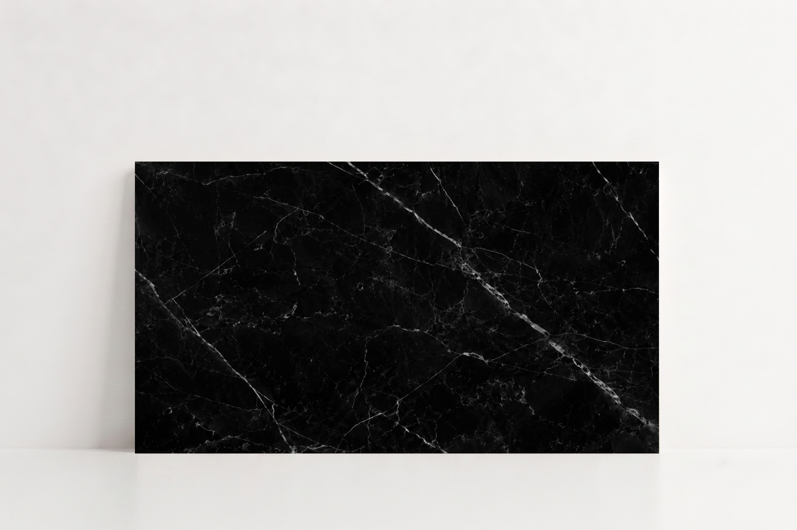 TILE BLACK POLISHED MARBLE 18" x 36" x 3/4" VEIN CUT