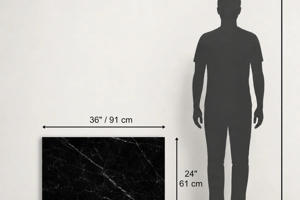 TILE BLACK POLISHED MARBLE 24" x 36" x 3/4" VEIN CUT
