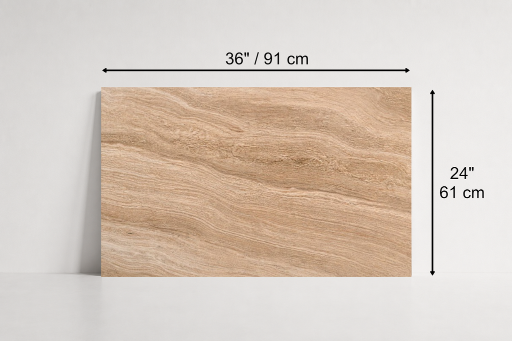 TILE SERPENTINE HONED TRAVERTINE 24" x 36" x 3/4 CROSS CUT