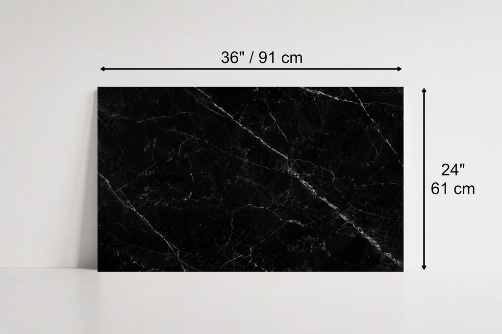 TILE BLACK POLISHED MARBLE 24" x 36" x 3/4" VEIN CUT