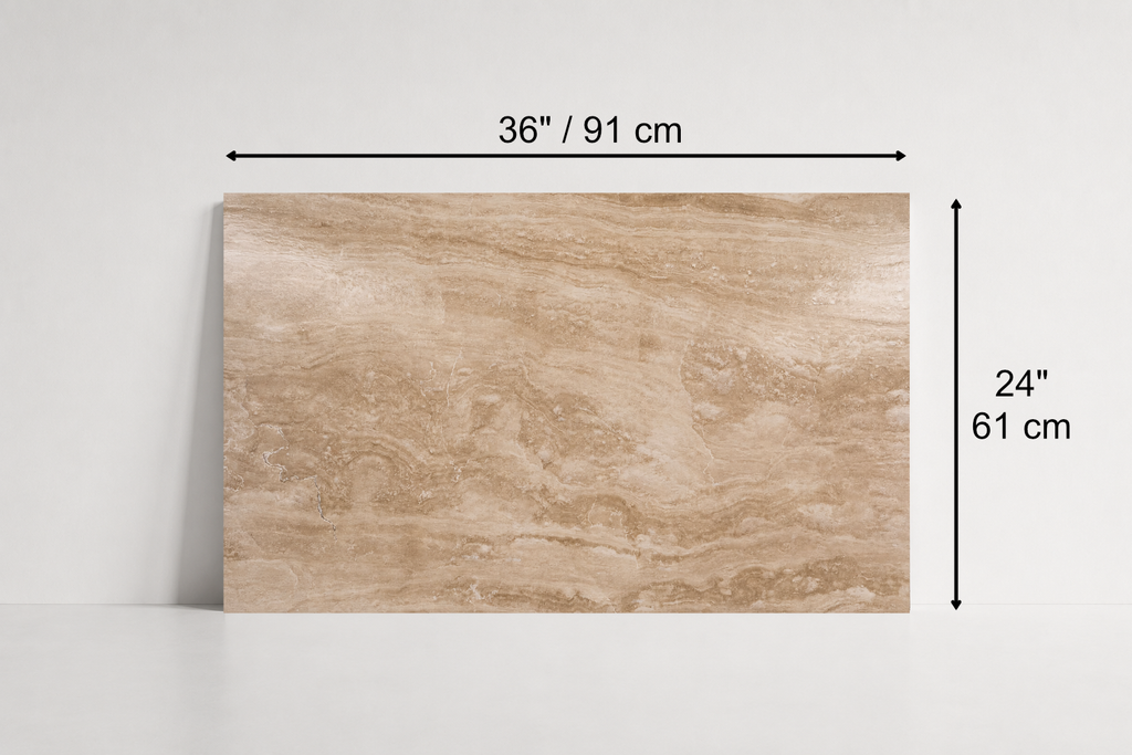 TILE SERPENTINE POLISHED TRAVERTINE 24" x 36" x 3/4 CROSS CUT