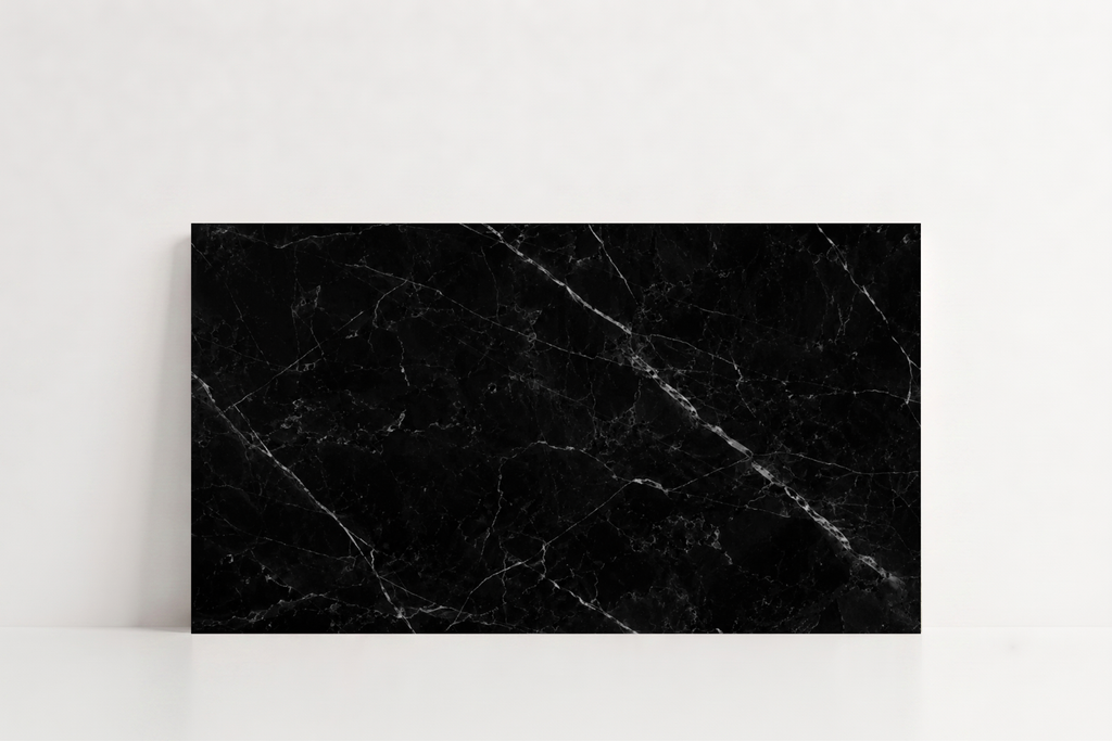 TILE BLACK POLISHED MARBLE 24" x 48" x 3/4" VEIN CUT