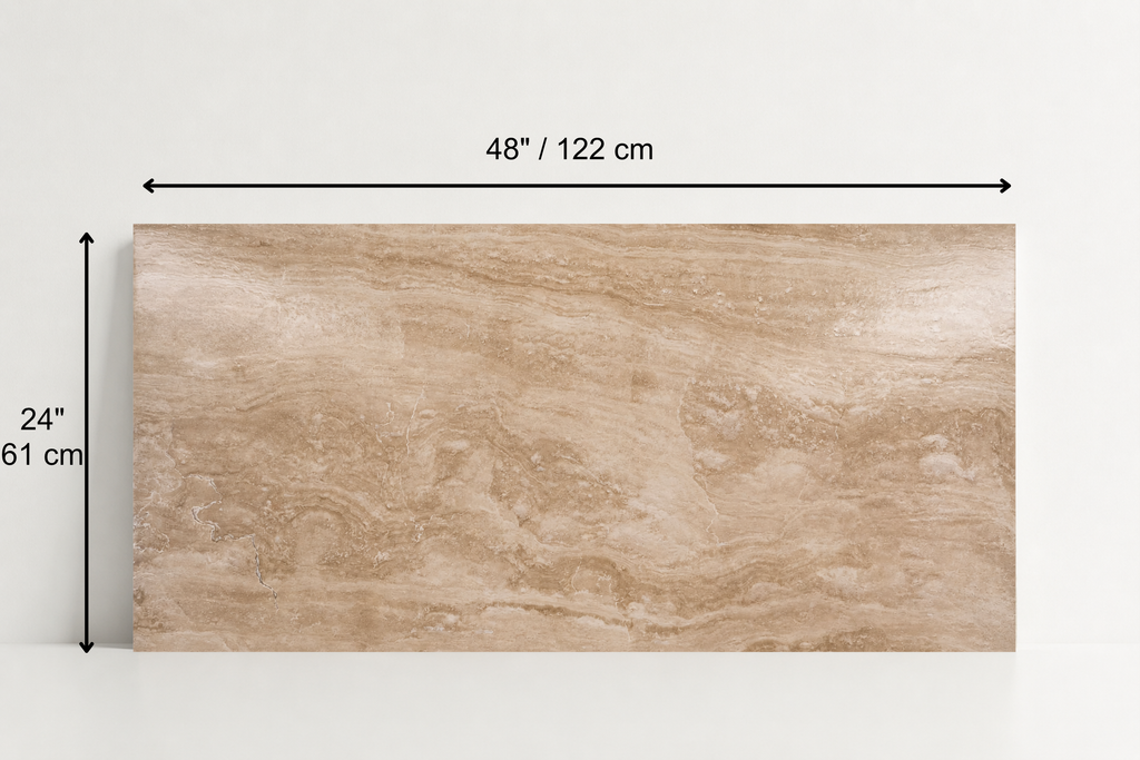TILE SERPENTINE POLISHED TRAVERTINE 24" x 48" x 3/4 CROSS CUT