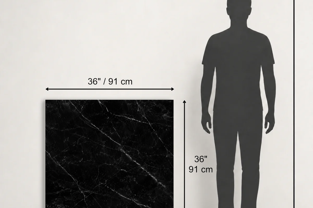 TILE BLACK POLISHED MARBLE 36" x 36" x 3/4" VEIN CUT