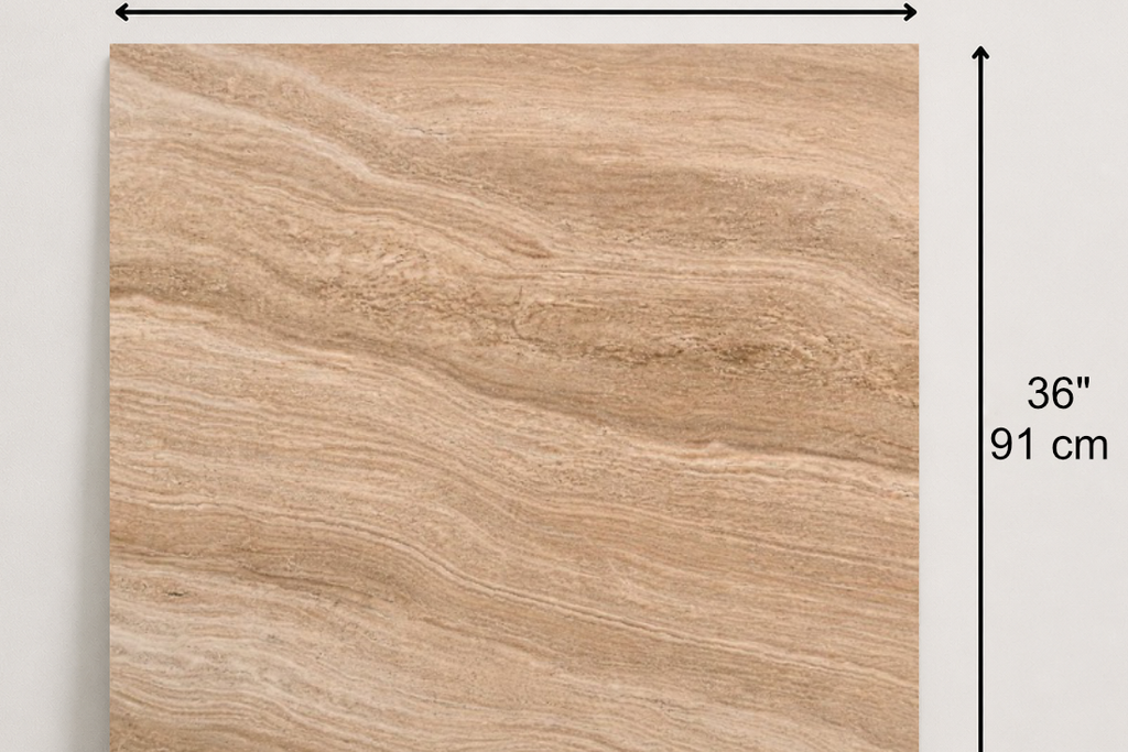 TILE SERPENTINE HONED TRAVERTINE 36" x 36" x 3/4 CROSS CUT