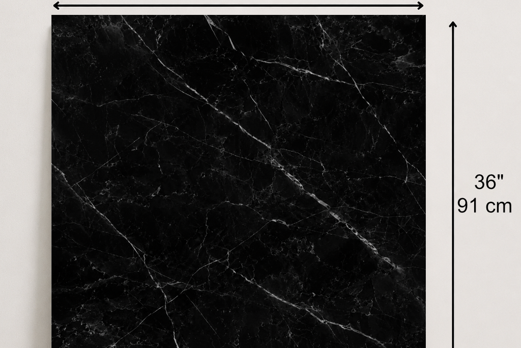TILE BLACK POLISHED MARBLE 36" x 36" x 3/4" VEIN CUT