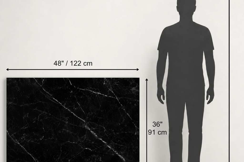 TILE BLACK POLISHED MARBLE 36" x 48" x 3/4" VEIN CUT