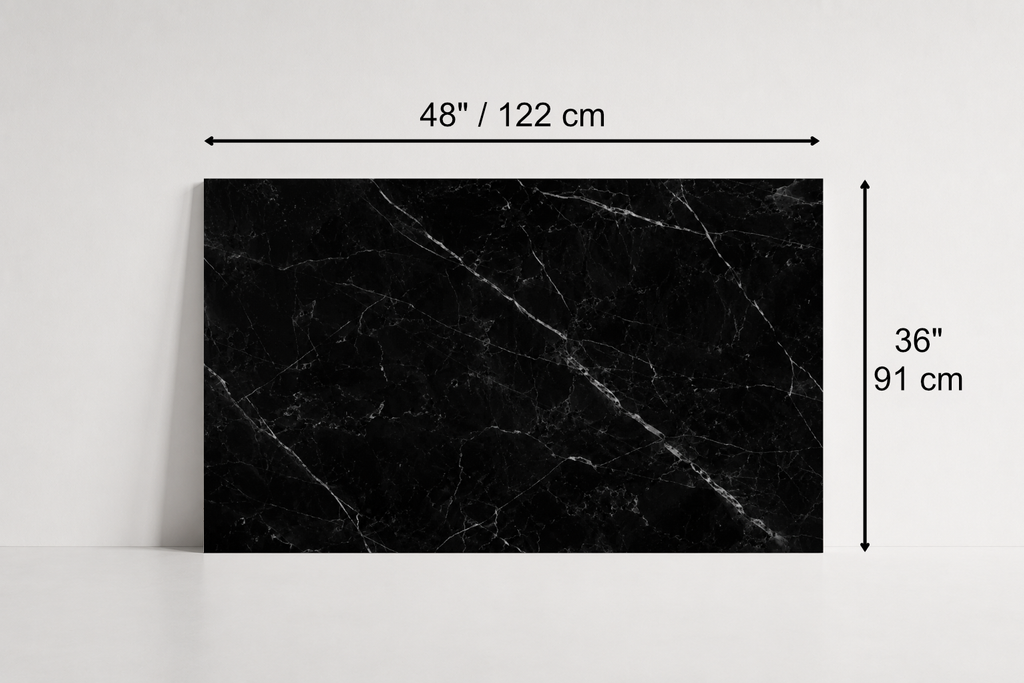 TILE BLACK POLISHED MARBLE 24" x 48" x 3/4" VEIN CUT