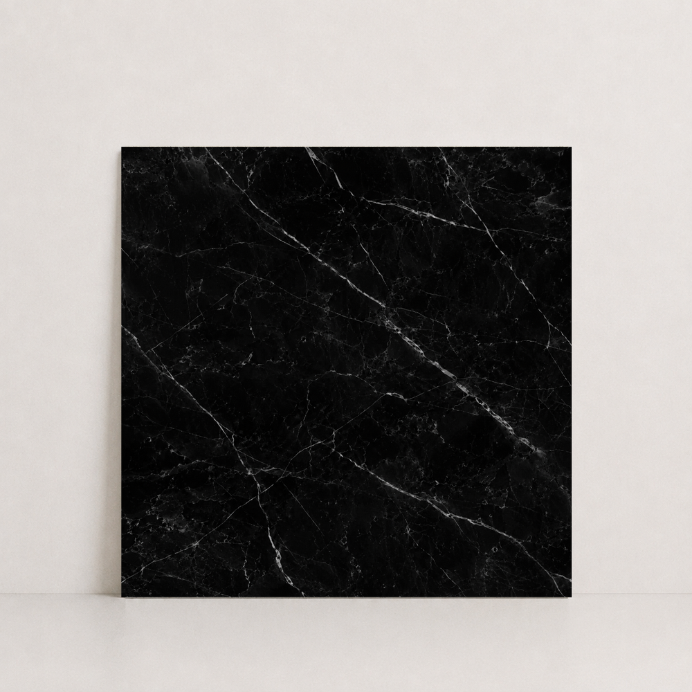 TILE BLACK POLISHED MARBLE 36" x 36" x 3/4" VEIN CUT