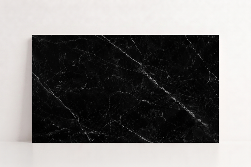 TILE BLACK POLISHED MARBLE 36" x 48" x 3/4" VEIN CUT