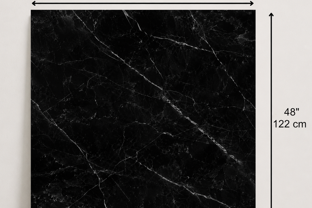 TILE BLACK POLISHED MARBLE 48" x 48" x 3/4" VEIN CUT