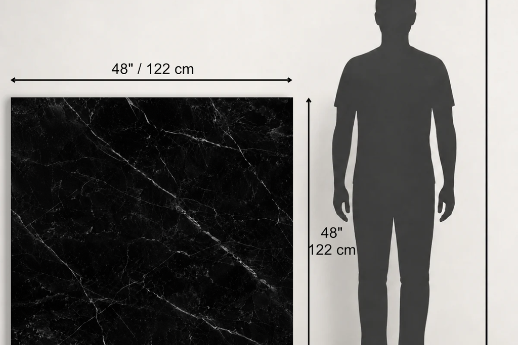 TILE BLACK POLISHED MARBLE 48" x 48" x 3/4" VEIN CUT