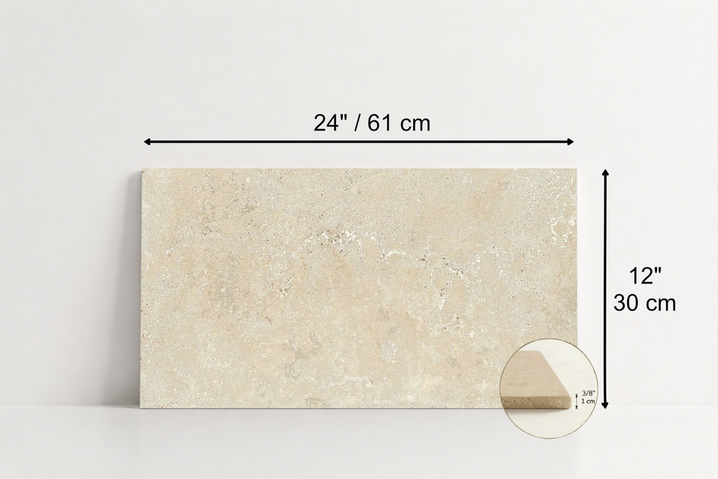 TILE BEIGE HAMMERED TRAVERTINE 12" x 24" x 3/8 CROSS CUT