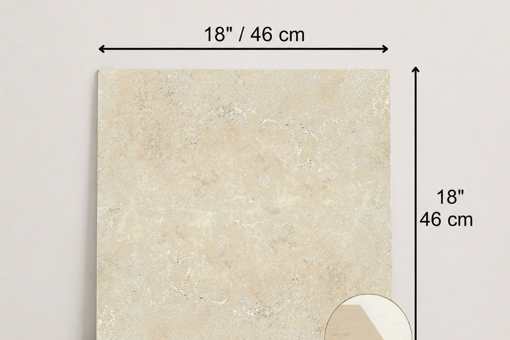 TILE BEIGE HAMMERED TRAVERTINE 18" x 18" x 3/8 CROSS CUT