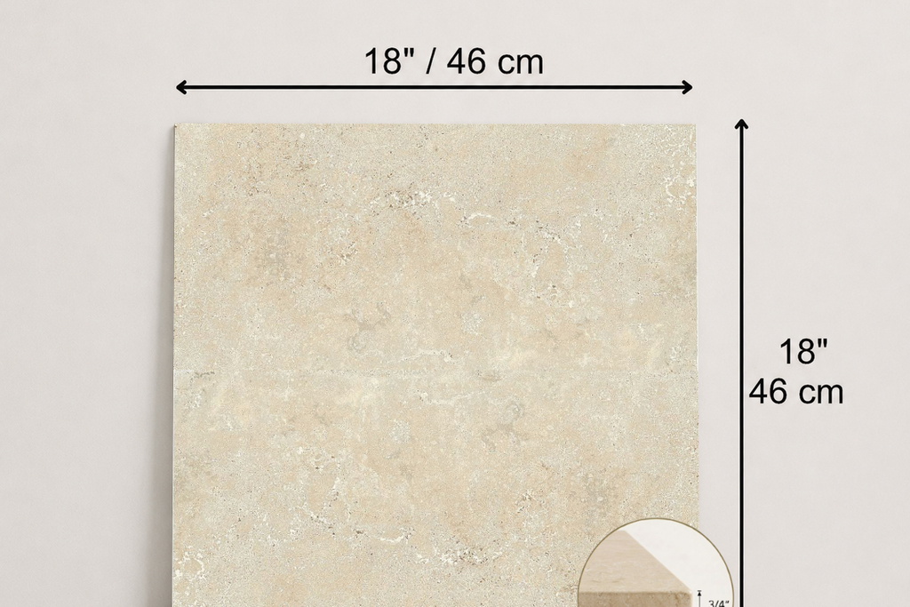 TILE BEIGE HAMMERED TRAVERTINE 18" x 18" x 3/4 CROSS CUT