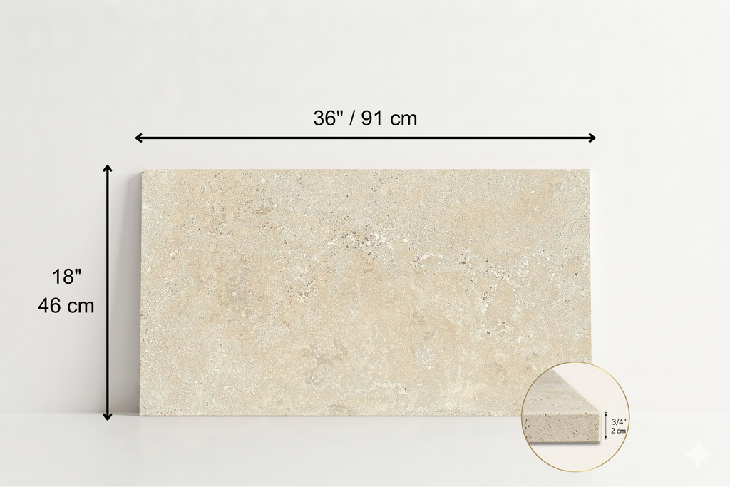 TILE BEIGE HAMMERED TRAVERTINE 18" x 36" x 3/4 CROSS CUT