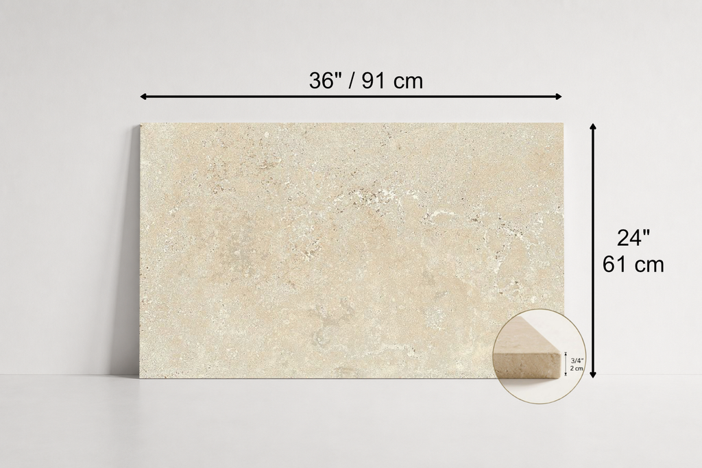 TILE BEIGE HAMMERED TRAVERTINE 24" x 36" x 3/4 CROSS CUT