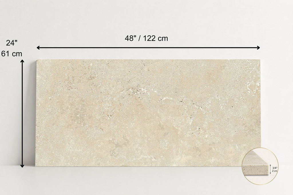 TILE BEIGE HAMMERED TRAVERTINE 24" x 48" x 3/4 CROSS CUT