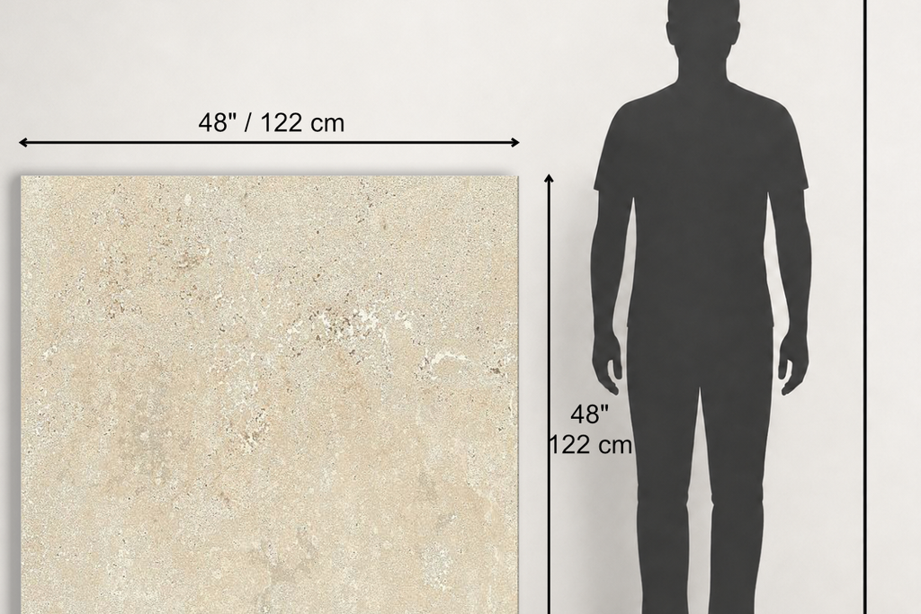 TILE BEIGE HAMMERED TRAVERTINE 48" x 48" x 3/4 CROSS CUT