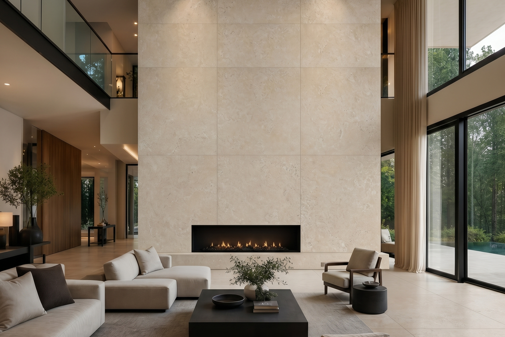 TILE BEIGE HAMMERED TRAVERTINE 48" x 48" x 3/4 CROSS CUT