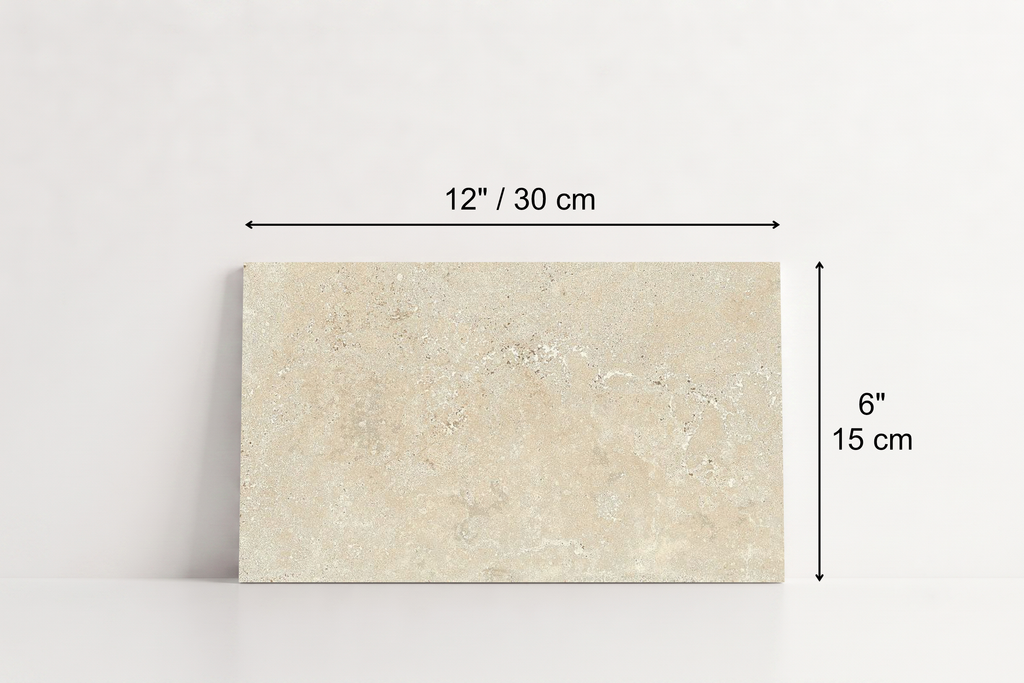 PAVERS BEIGE HAMMERED TRAVERTINE 6" X 12" X 1 1/4" CROSS CUT