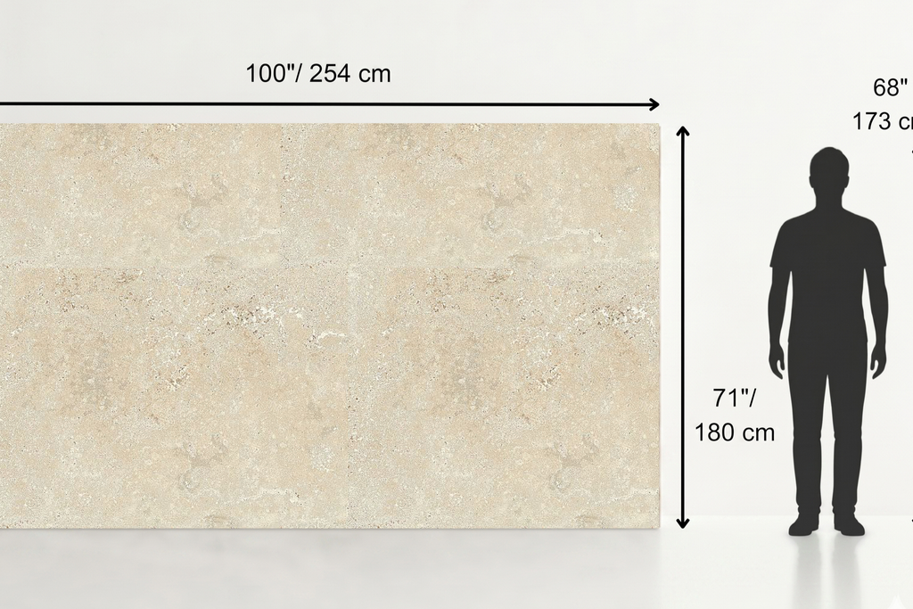 SLAB BEIGE HAMMERED TRAVERTINE 71" x 100" x 3/4" CROSS CUT