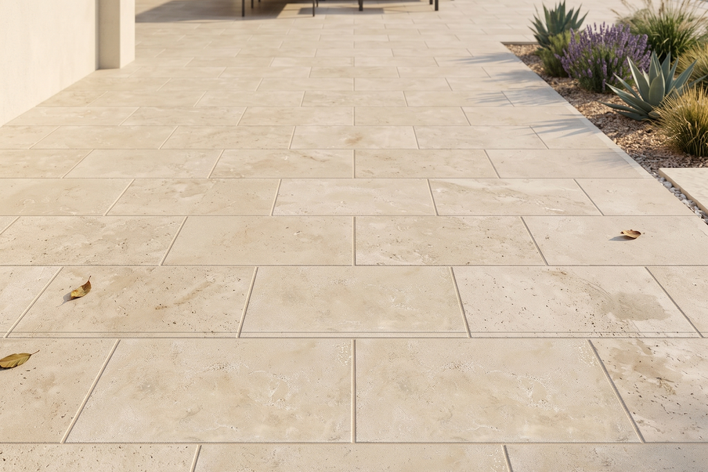 PAVERS BEIGE HAMMERED TRAVERTINE 12" X 24" X 1 1/4" CROSS CUT