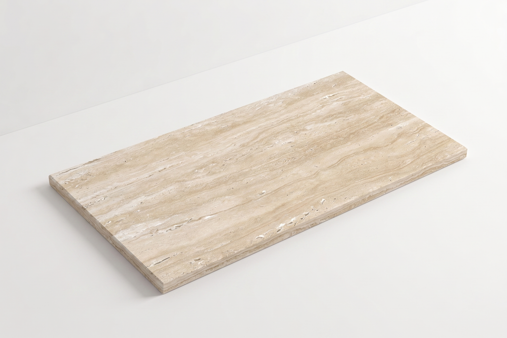 PAVERS BEIGE HAMMERED TRAVERTINE 12" X 24" X 1 1/4" VEIN CUT