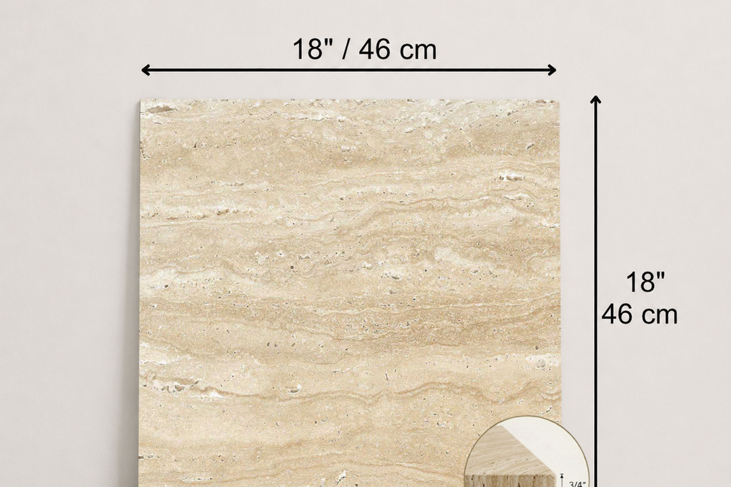 TILE BEIGE HAMMERED TRAVERTINE 18" x 18" x 3/4 VEIN CUT