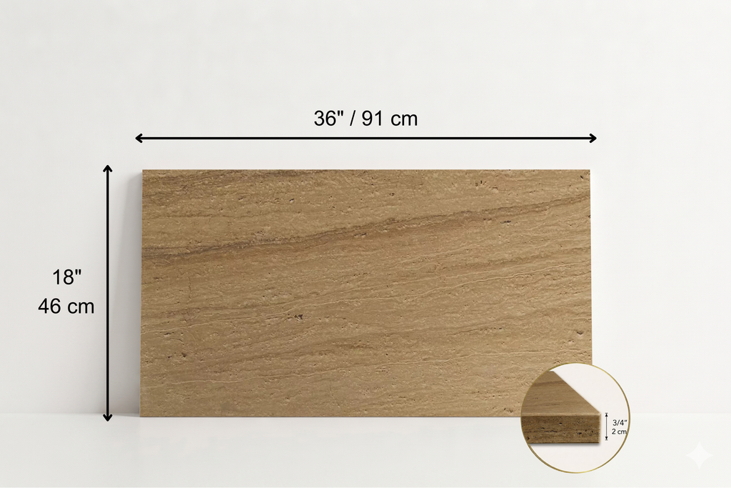 TILE BEIGE HAMMERED TRAVERTINE 18" x 36" x 3/4 VEIN CUT