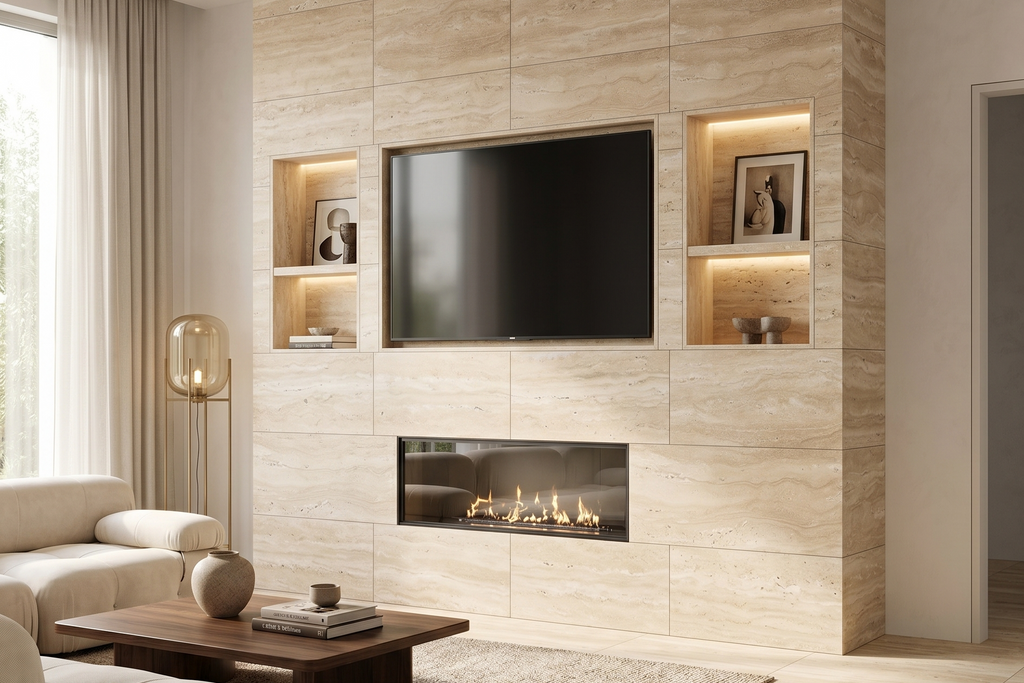 TILE BEIGE HAMMERED TRAVERTINE 18" x 36" x 3/4 VEIN CUT
