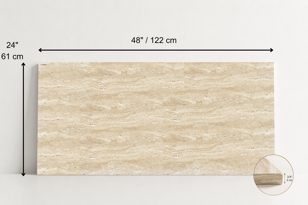 TILE BEIGE HAMMERED TRAVERTINE 24" x 48" x 3/4 VEIN CUT