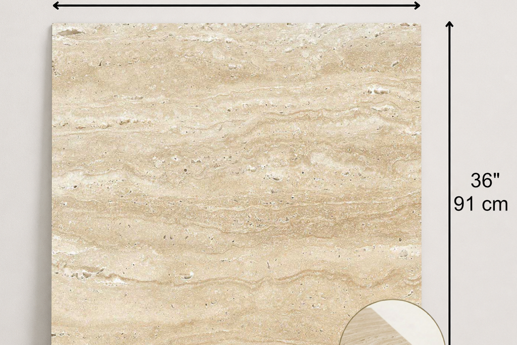 TILE BEIGE HAMMERED TRAVERTINE 36" x 36" x 3/4 VEIN CUT