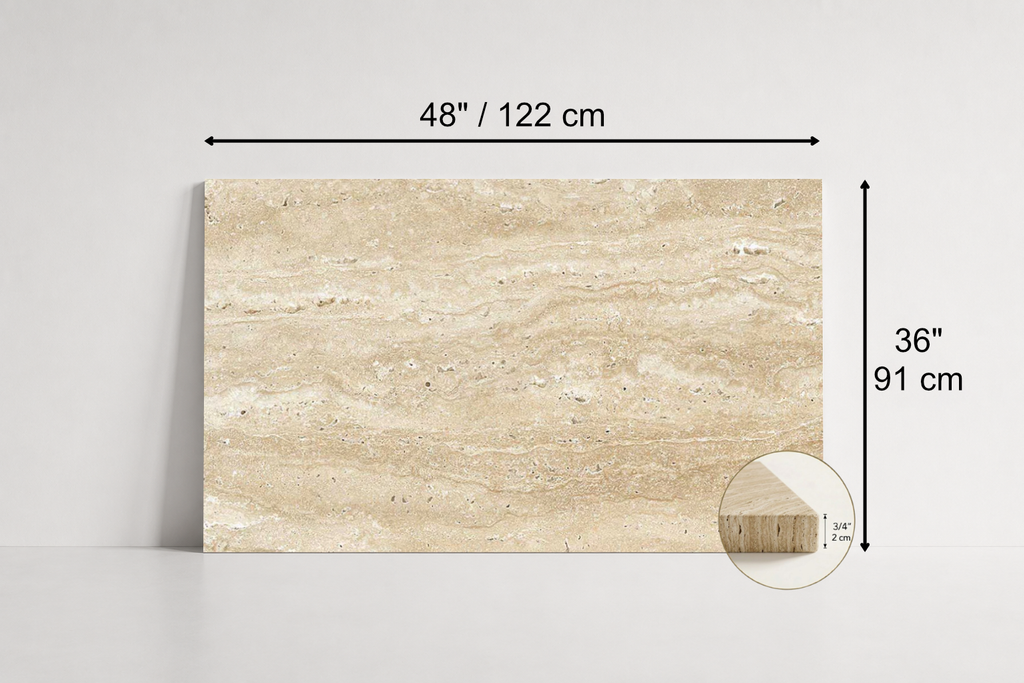 TILE BEIGE HAMMERED TRAVERTINE 36" x 48" x 3/4 VEIN CUT