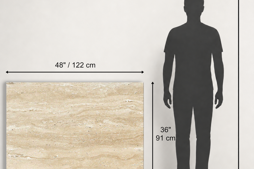 TILE BEIGE HAMMERED TRAVERTINE 36" x 48" x 3/4 VEIN CUT