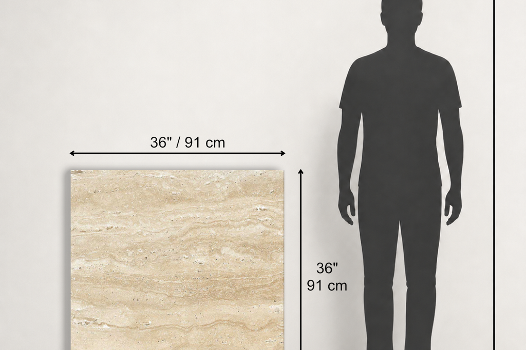 TILE BEIGE HAMMERED TRAVERTINE 36" x 36" x 3/4 VEIN CUT