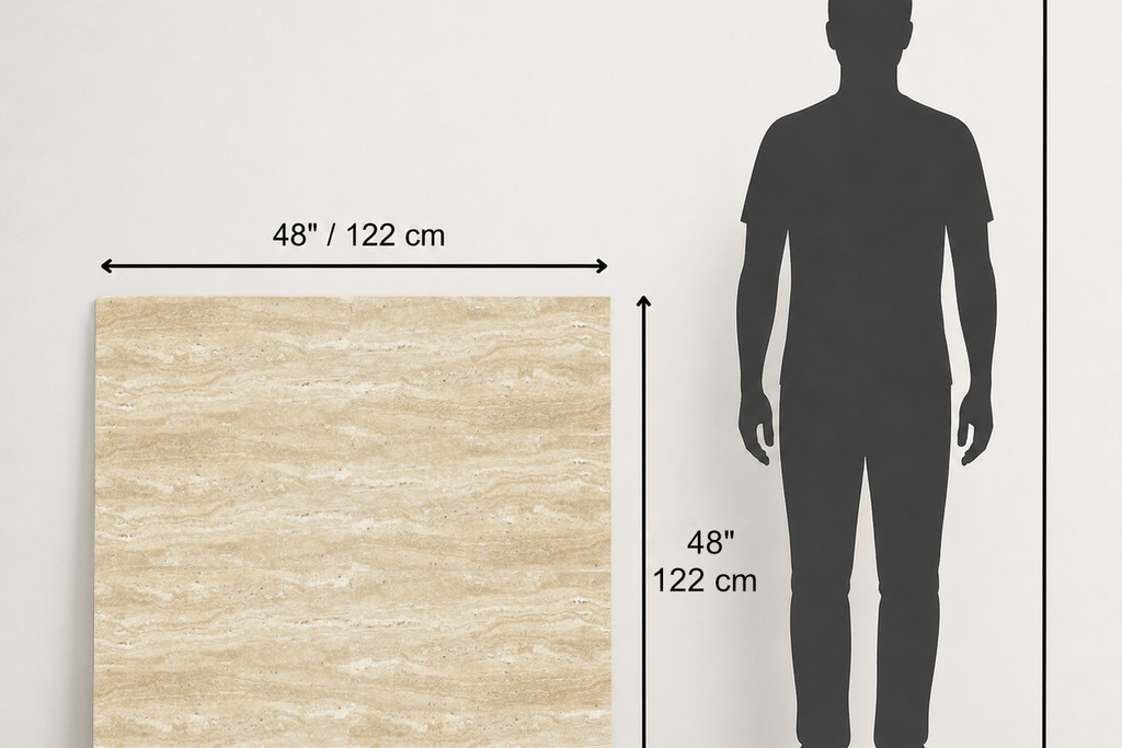 TILE BEIGE HAMMERED TRAVERTINE 48" x 48" x 3/4 VEIN CUT