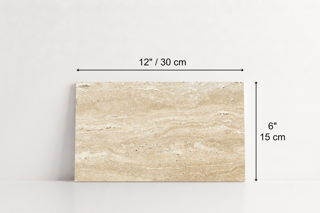 PAVER BEIGE HAMMERED TRAVERTINE 6" X 12" X 1 1/4" VEIN CUT