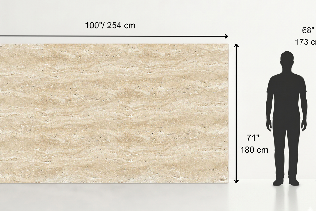 SLAB BEIGE HAMMERED TRAVERTINE 71" x 100" x 3/4" VEIN CUT